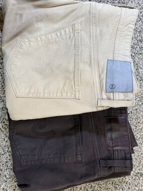 Ag Adriano Goldschmied Beige and Dark Brown Chinos